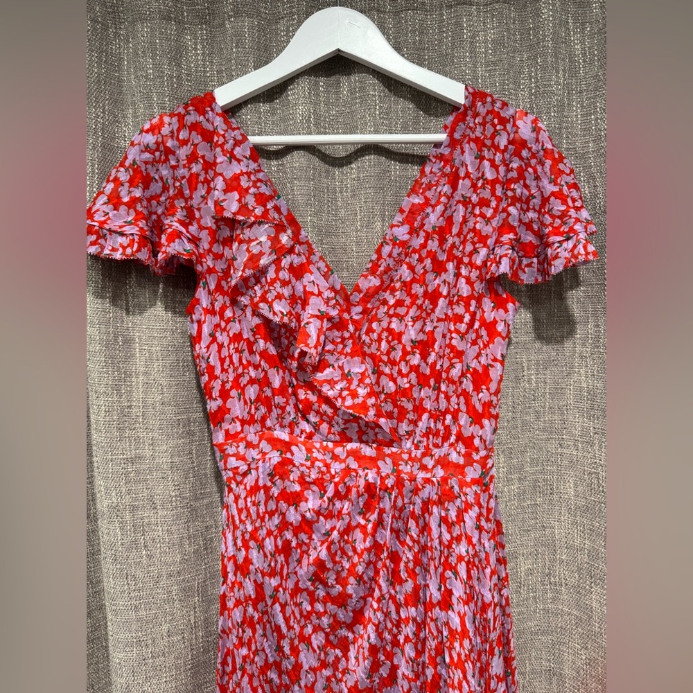 Tanya Taylor Red and White Ruffled Maxi Dress - Picture 6 of 7